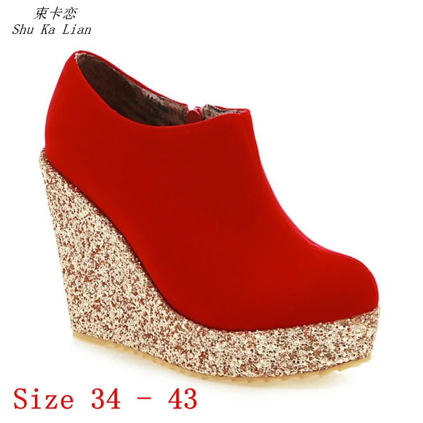 

Platform Shoes Women Wedges Ankle Boots High Heels Wedge Short Boots High Heel Shoes Plus Size 34 - 40 41 42 43