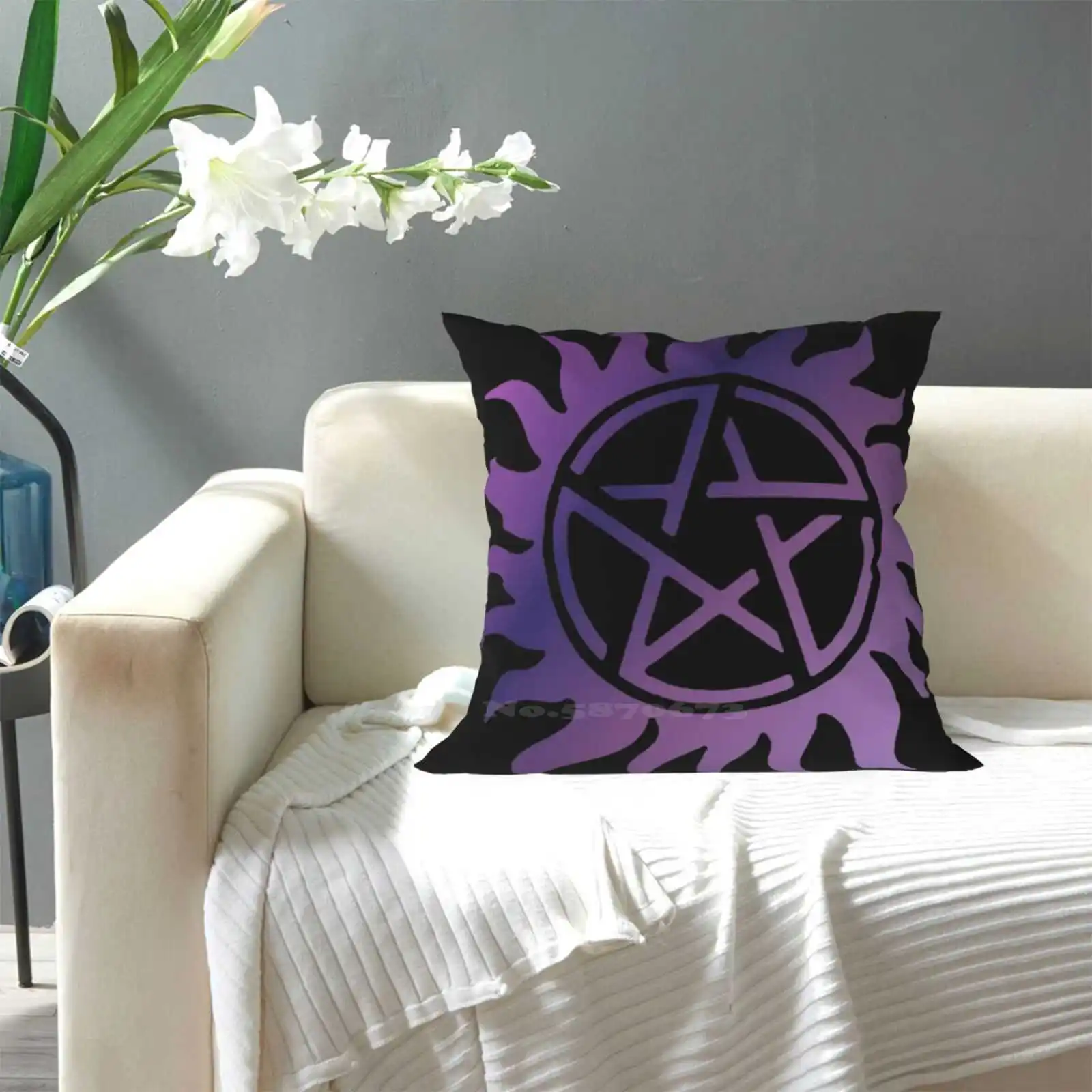 Фиолетовая Пентакль черная модная диванная наволочка для подушки Дина Винчестер