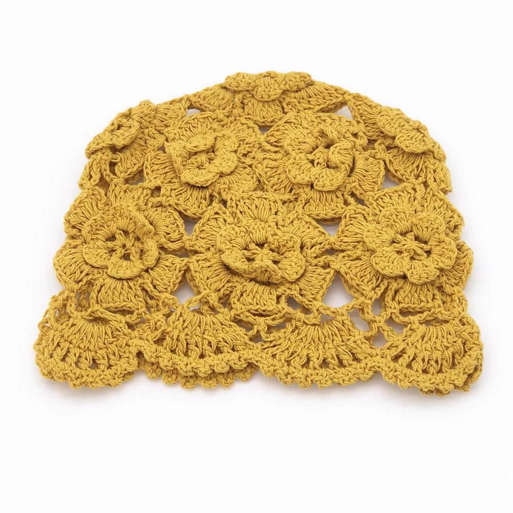 Вязаная вручную тонкая Кепка с цветочным узором весенне-летняя кружевная