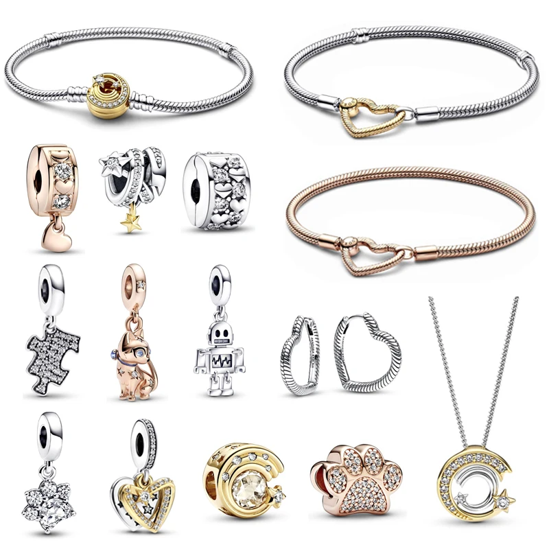 

2022 New Hot Fashion Fit Original Pandora Argent 925 Femme DIY Puzzle Charms Love Beadeds Handmade Custom Bracelets Jewelry