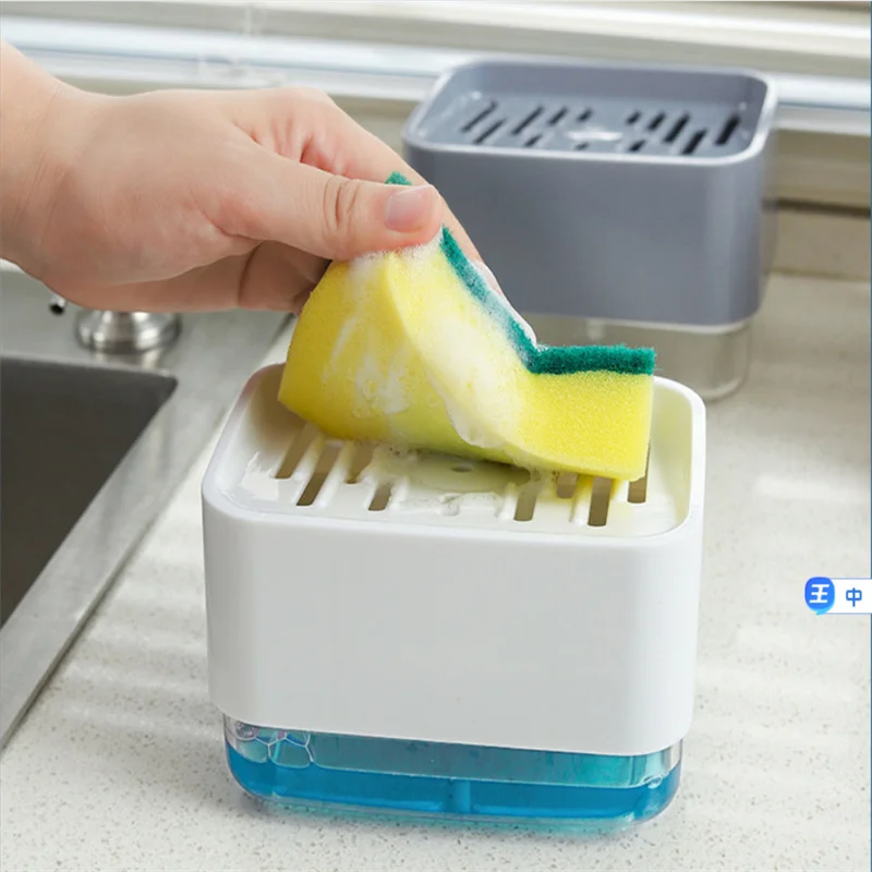 

330 г., многофункциональный дозатор для мыла, контейнер для кухонной посуды, пресс для жидкого мыла с губчатым держателем, домашняя фотографи...