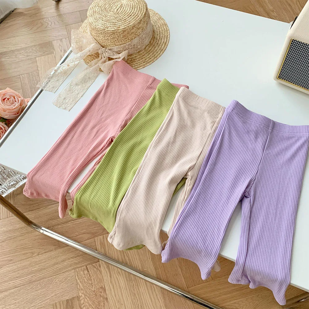 

Toddler Girl Pants Solid Color Wide Leg Spring Kids Clothing 2023