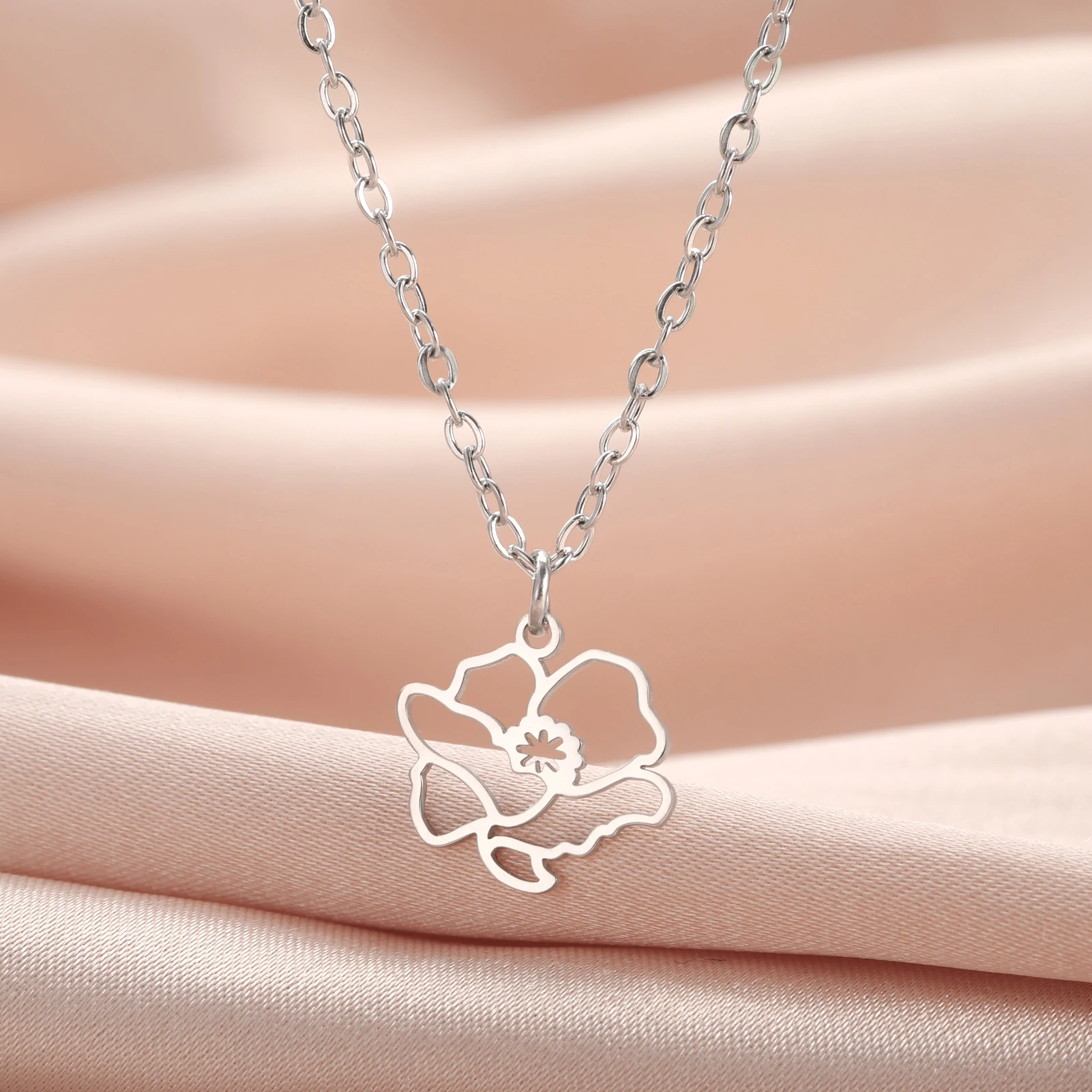 Месяц рождения Цветы Ожерелье Женщины Девушки Нержавеющей Стали Ювелирные