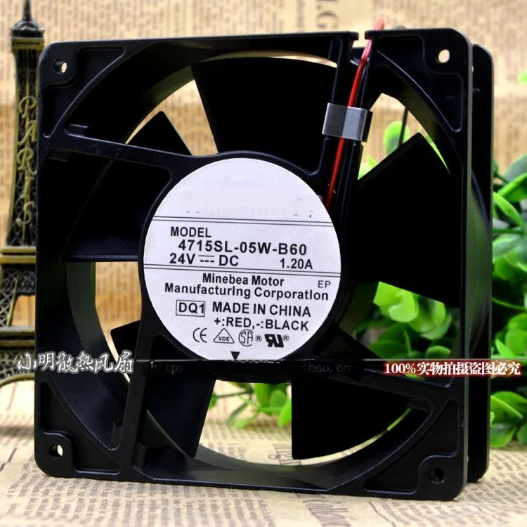 

New original 4715SL-05W-B60 -D00 24V 1.2A 12038 12CM 2-wire aluminum frame fan