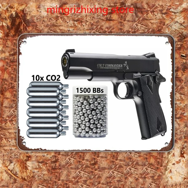 Полная металлическая Оловянная вывеска для пистолета Umarex Colt Commander 1911 CO2 .177 Cal BB |