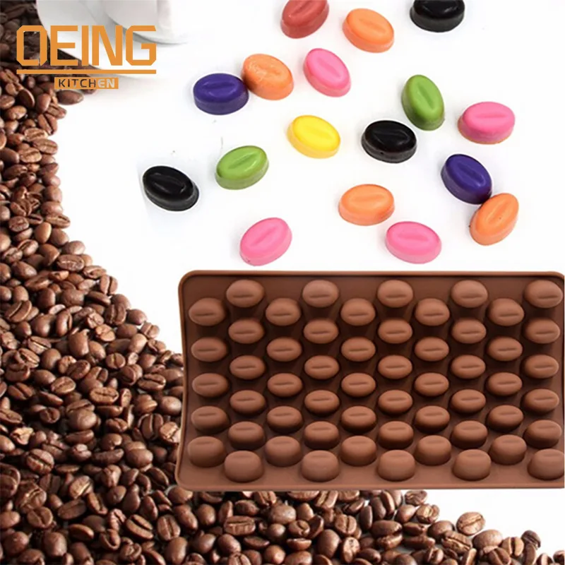 

New Arrival High Quality Silicone 55 Cavity Mini Coffee Beans Chocolate Sugar Candy Mold Mould Cake Decor