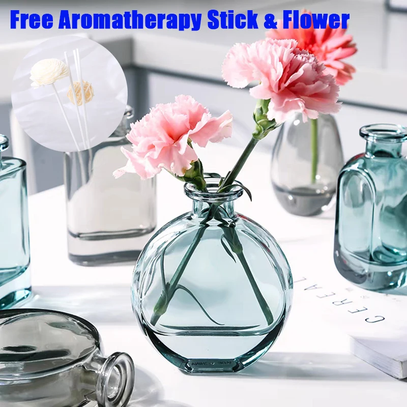 

Transparent Table Flower Vases Gradient Glass Clear Vase For Essential Oil Aromatherapy Bottle Desktop Living Room Decoration