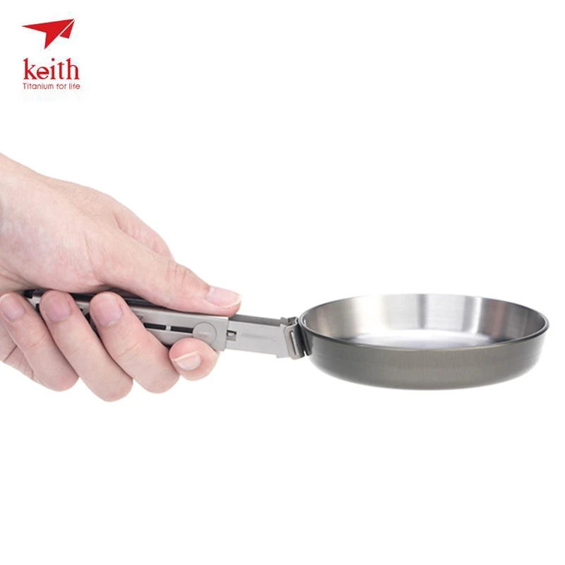 

Keith Titanium Frying Pan 122g Ultralight Folding Pans 140ml Fried Steak Cooking Eggs Portable Outdoor Camp Picnic Cooker Ti6032