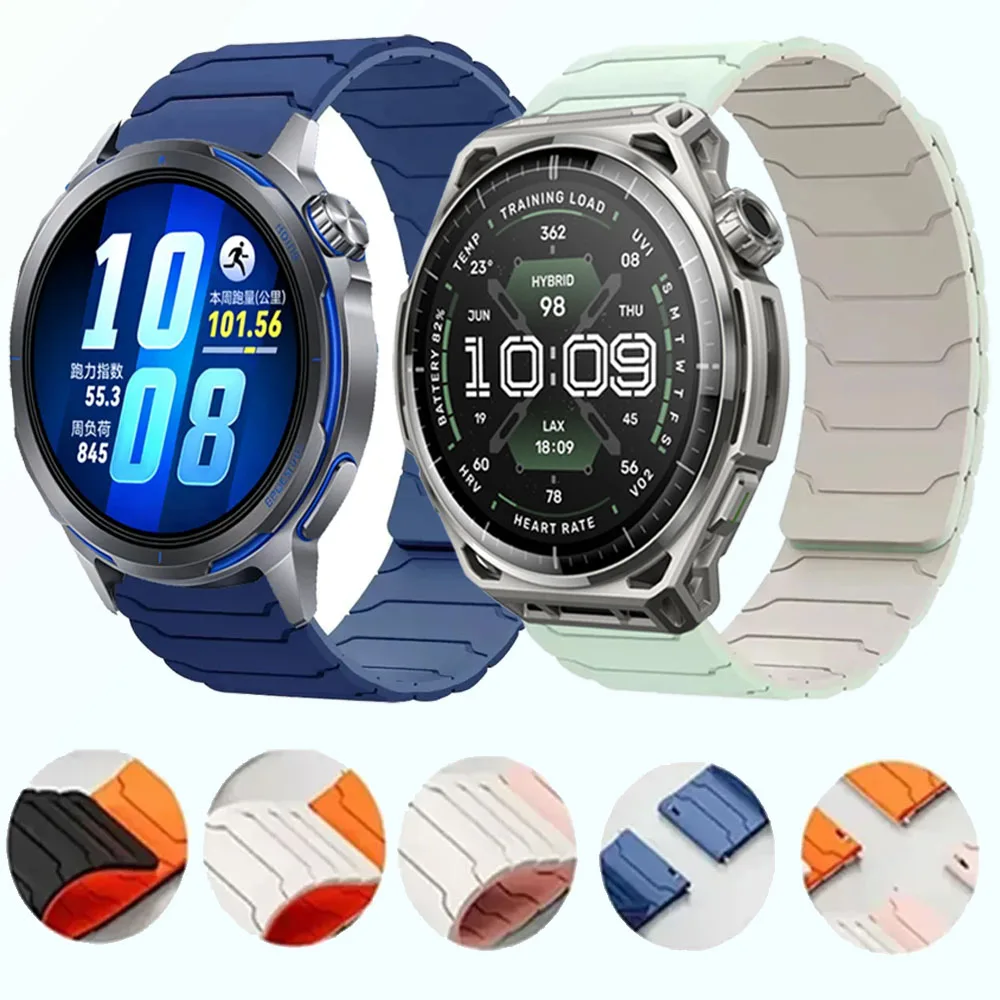 Фото Магнитный силиконовый ремешок 20 мм 22 мм для Huawei Watch GT Runner 2, удобный браслет для Amazfit Active 3/Bip 6-5 Max Balance 3 №1
