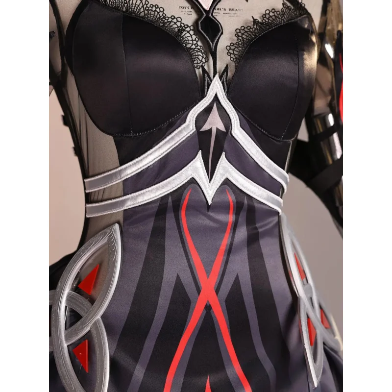 Фото Игра Genshin Impa New Ronova Косплей Костюм Женское сексуальное платье парик перчатки аксессуары реквизит комплект Хэллоуин карнавал полный комплект костюм №1