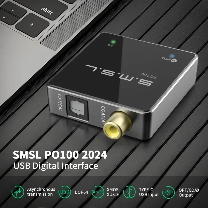 Фото SMSL PO100 2024 USB цифровой интерфейс ЦАП MQA аудио декодер TYPE-C вход OPT/COAX выход DSD DOP64 XMOS XU316 ПК телефон планшет №3