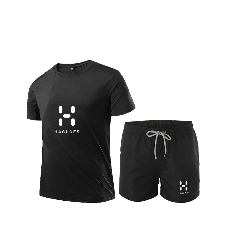 

2022 Brand HAGLOFS Men's Fashion T-Shirt Shorts Set Summer Sportswear Jogging Pants Streetwear Harajuku Tops men's clothing