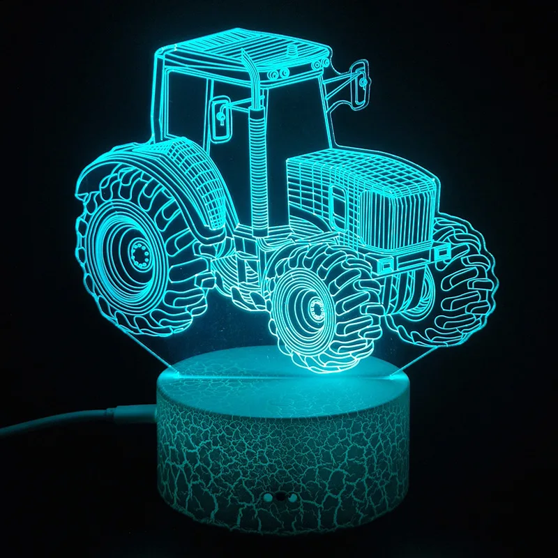 3D иллюзия Лампа грузовик Танк экскаватор игрушки акриловый светодиодный