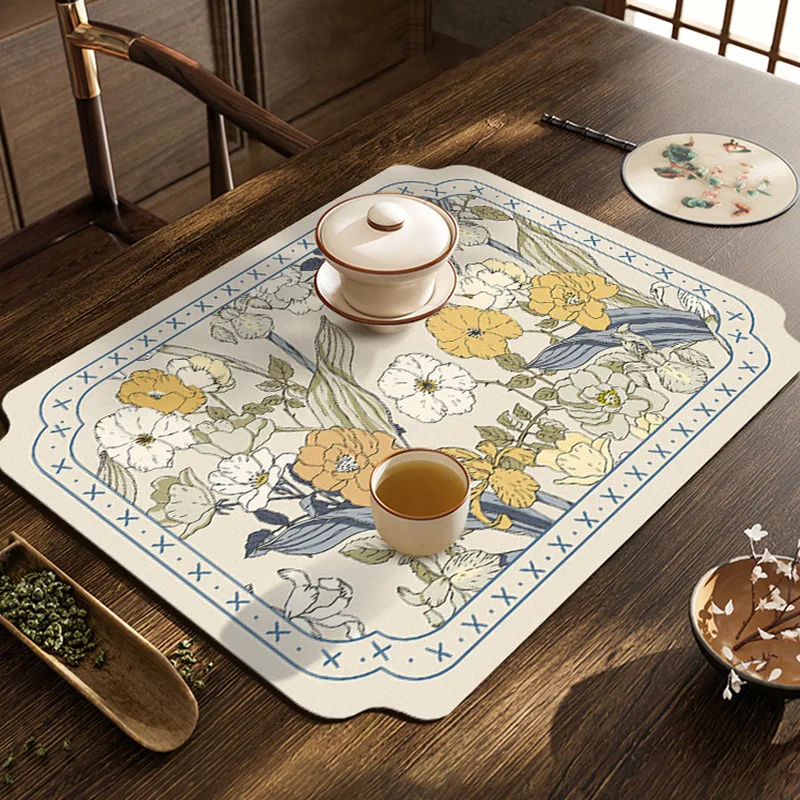 

Kitchen Diatom Mud Drain Mat Countertop Absorbent Mat Bowl Plate Chopsticks Water Control Bar Tableware Tabletop Tea Mat