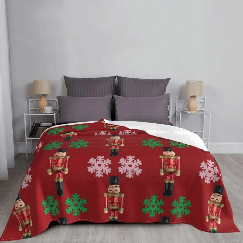 

Nutcracker Christmas Blankets Coral Fleece Plush Spring/Autumn Santa Claus Breathable Throw Blanket For Bedding Office Quilt