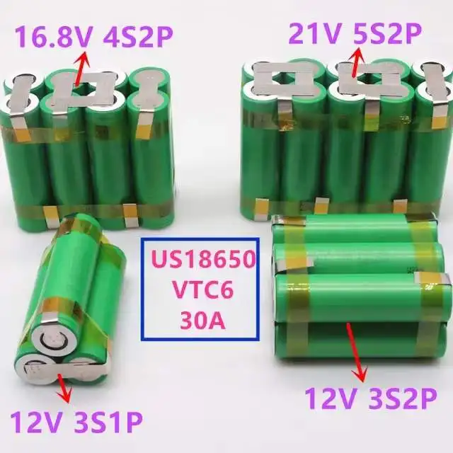 

12V-21V series connection VTC6 Battery Pack US18650VTC6 （3000mah-6000mAh） Battery 30A for 18V Screwdriver Battery Customize