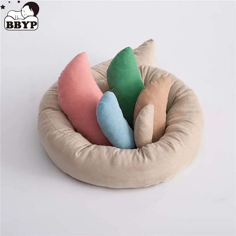 

6pcs/set Newborn Posing Beans Bag Baby Photography Prop Pillow Baby Crescent Shaped Pillows Positioner Cushion Basket Filler