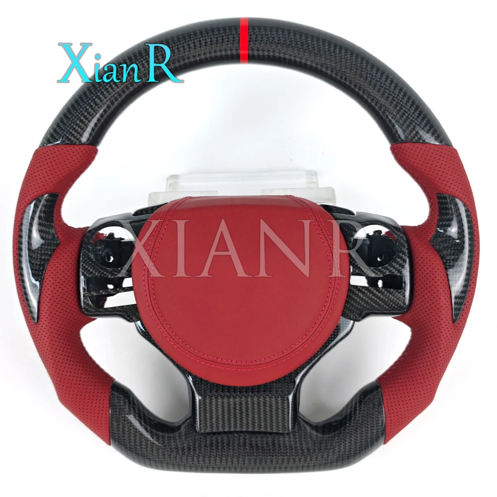 Индивидуальный темно-красный перфорированный кожаный руль из углеродного