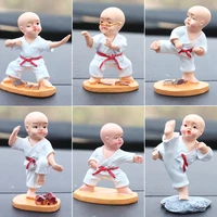 creative resin crafts car decoration cartoon doll six white clothes kung fu little monk 6 a set