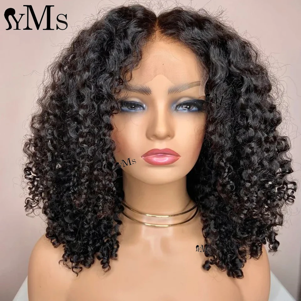 

3B3C Kinky Eurasian Curly Lace Front Human Hair Wigs For Women YMS HD Transparent PrePlucked 13x4 13x6 Lace Frontal Wig