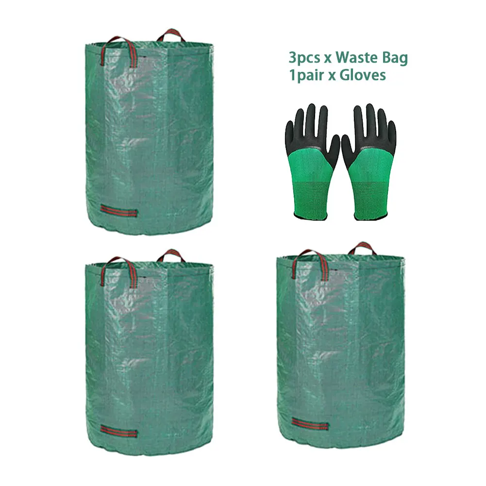 

3pcs Cleaning Container Rubbish Waterproof Storage Refuse Sack Yard Heavy Duty Leaf Garden Waste Bag Large Capacity With Handles