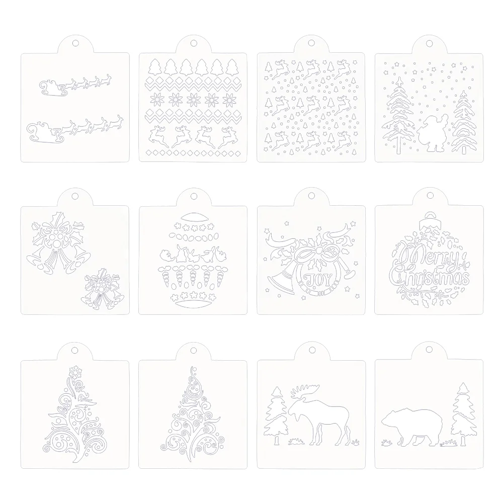 

12 Christmas Cake DIY Cake Santa Claus Cake Spray Stencil for Store Home Manual Room