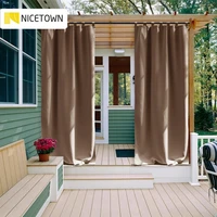 nicetown outdoor waterproof curtain tab top thermal insulated blackout curtain drape for patio garden front porch gazebo