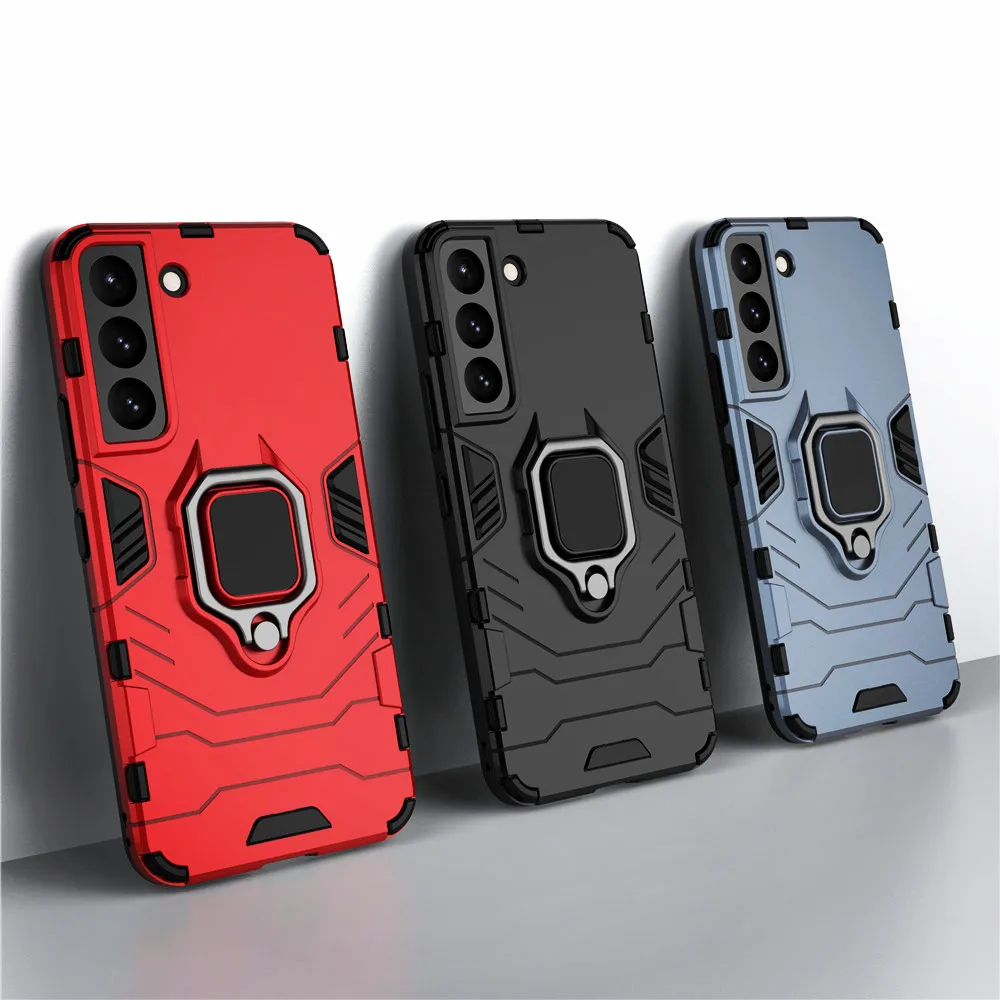 

Samsung S22 Coque Shockproof Armor Case For Samsung S22 Ultra S22 Plus Ring Stand Silicone Cover For Galaxy S20 S21 FE S10+ Capa