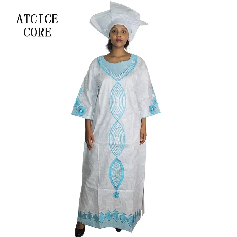 Африканские платья для женщин Bazin Роскошное дизайнерское длинное платье с