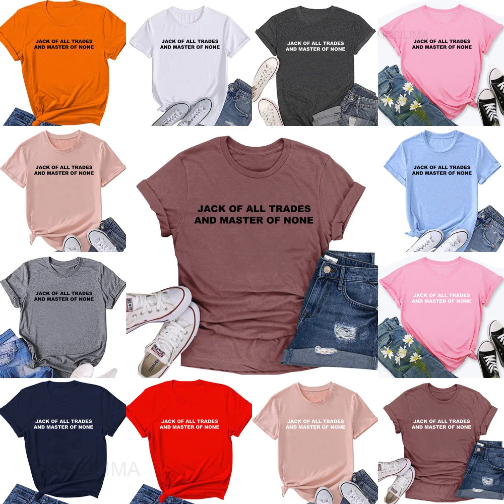 

Джек всех сделок и мастер нет, футболка, Женская графическая печать с надписью футболки и топы ZK072