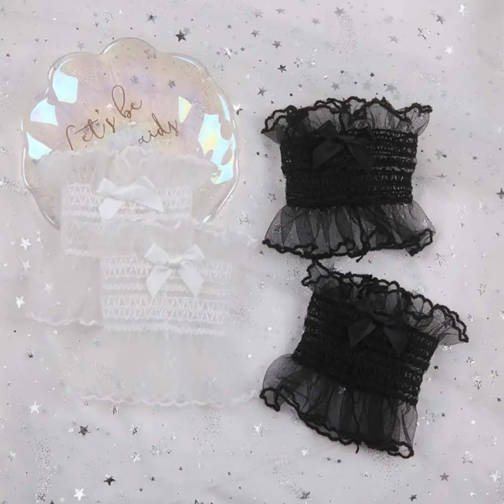 

Sweet Fashion Girl For Women Cosplay Maid Hand Wrist Cuffs Lolita Lace Hand Sleeves Bow