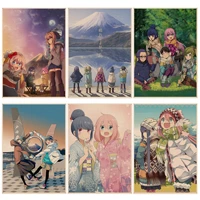yuru camp japanese anime movie posters kraft paper sticker home bar cafe wall decor