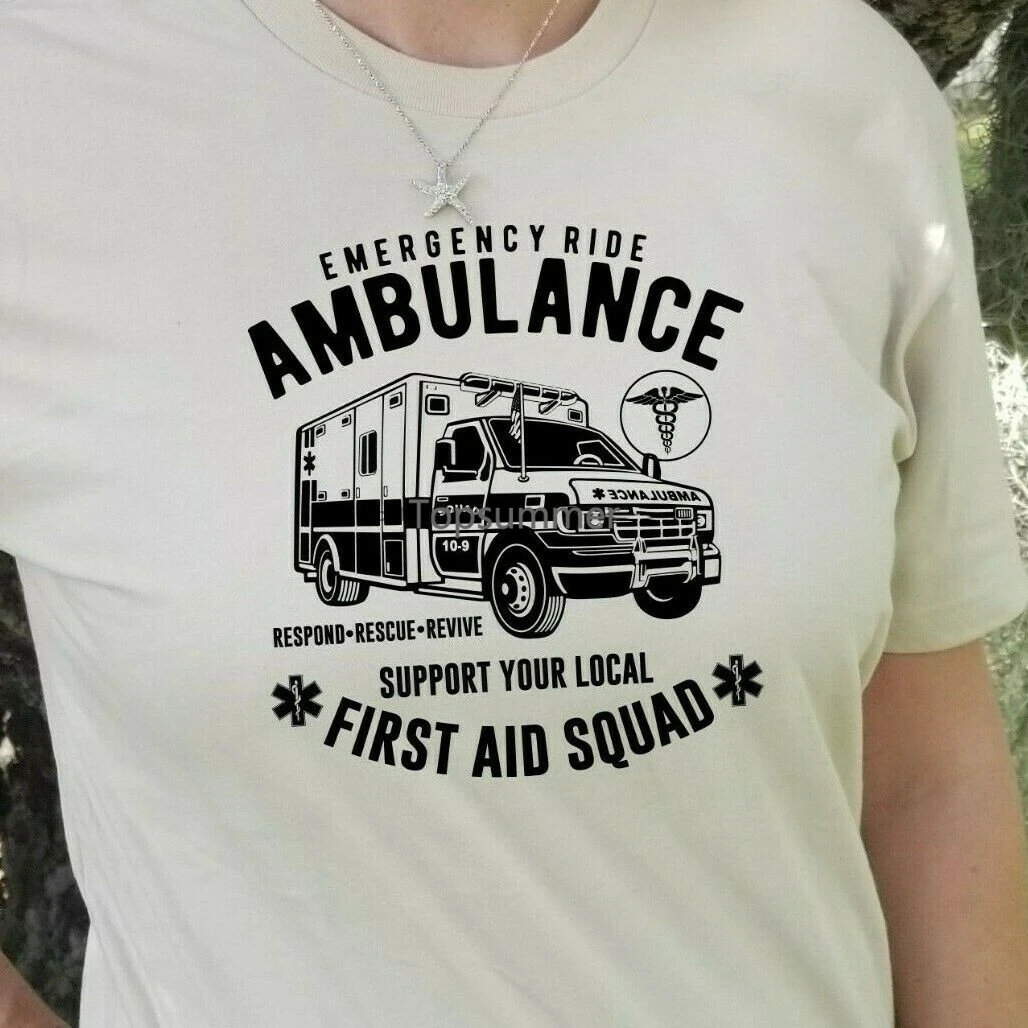 

Ambulance First Aid Squad T-Shirt Ems Emt Doctor Nurse Job Career Gift Support