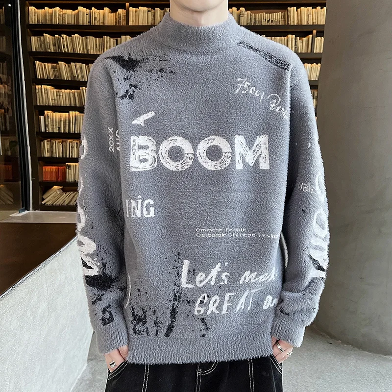

New Thick Winter Fashion Brand Casual Sweater O-Neck Slim Fit Knitting Mens Striped Sweaters & Pullovers Men Pullover Men 3XL