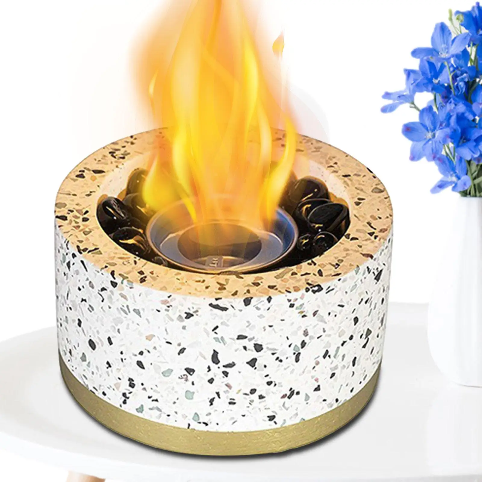 Настольная чаша для огня легкая настольная с галькой комнатная и уличная