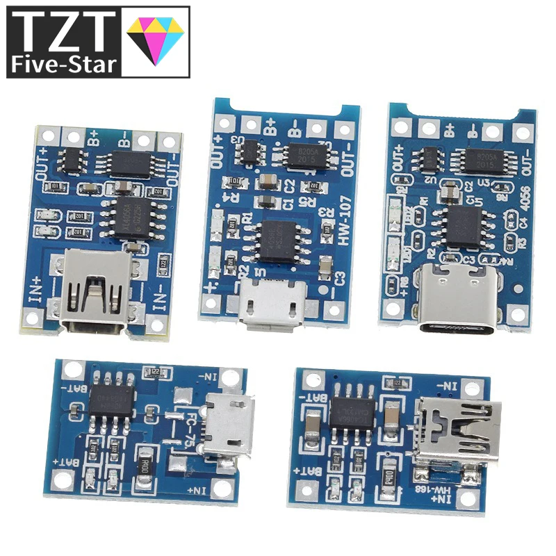 TZT 5 шт. Micro USB В 1A 18650 TP4056 модуль зарядного устройства для литиевой батареи зарядная