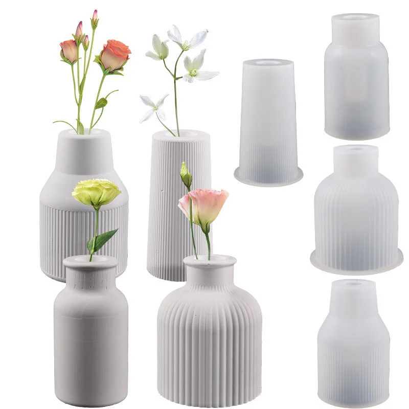 

DIY Cement Vase Silicone Mold 3D Gypsum Vase Ornaments Mold Epoxy Gypsum Form Concrete Flowerpot Mould Home Gardening Decoration