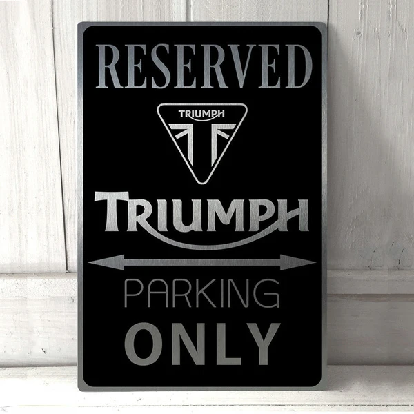 

Металлический жестяной знак для парковки мотоцикла Triumph, домашний гараж, мужская пещера, паб, бар, Настенный декор, настенный плакат (20 см x 30 ...