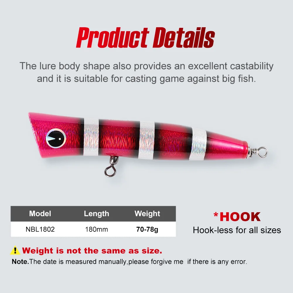 Рыболовные приманки NOEBY Topwater Popper 180 мм 70-78 г искусственная наживка для морского