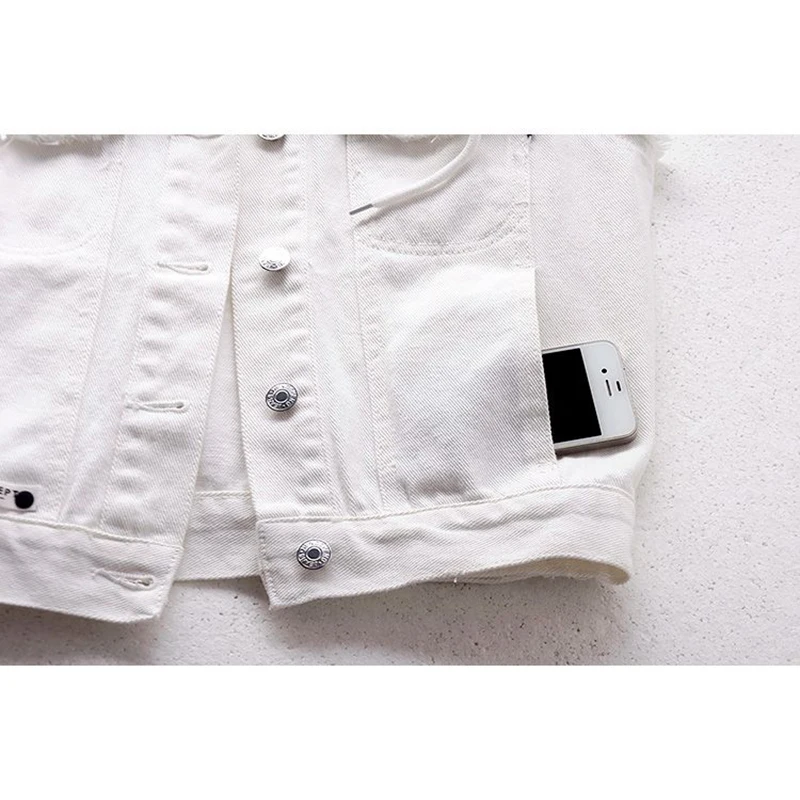 Летний белый джинсовый жилет Женский облегающий короткий ковбойский потертый с