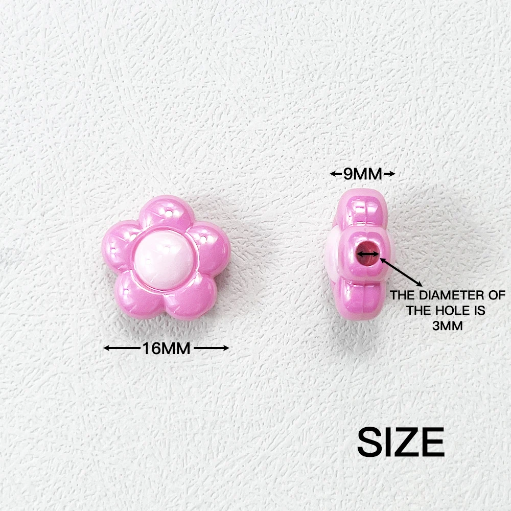 10pcs 16mm Acrylic Flowers Polymer Beads Handmade Disk Loose Spacer Beads for Jewelry Making DIY Bracelet Necklace Heishi Beads