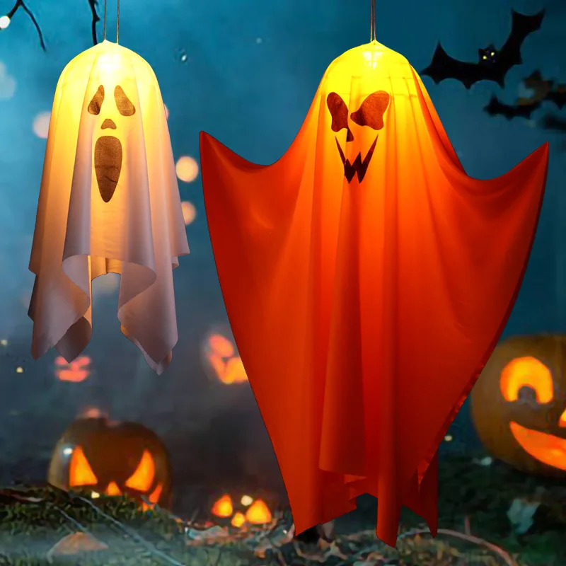 90*70cm Large Size LED Halloween Ghost Outdoor Light Festival Dress Up Skeleton Horror Hanging Glowing Halloween Party Decor