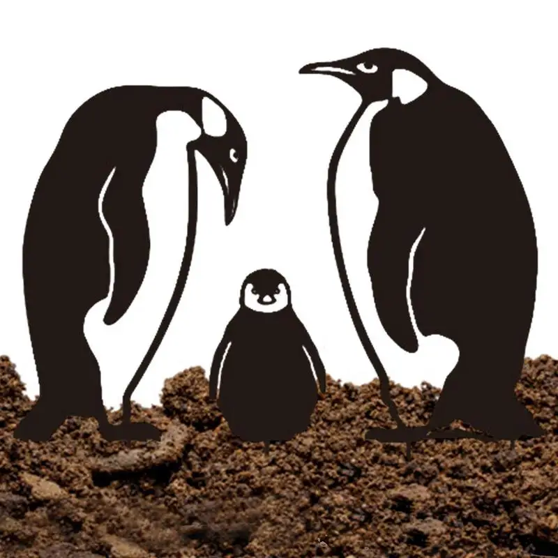 

Садовая Статуэтка с фигурами животных, художественная уличная Статуэтка на лужайке с черным пингвином, полый фигуру, украшение для двора