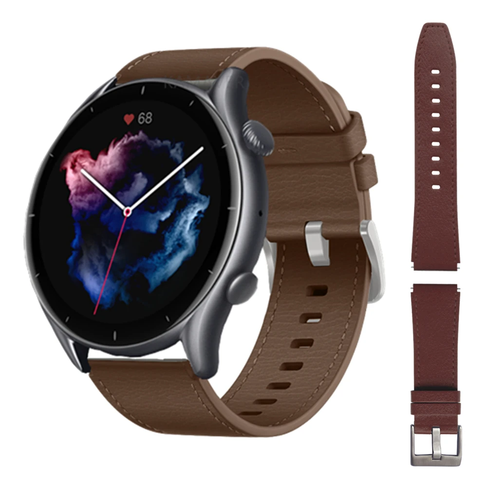 Кожаный ремешок для Amazfit GTR 3 Pro, браслет для смарт-часов 22 мм, для Amazfit GTR3 Pro/2/2e/47 мм/Stratos 2s 3 Кожаный ремешок для Amazfit GTR 3 Pro, браслет для смарт-часов 22 мм, для Amazfit GTR3 Pro/2/2e/47 мм/Stratos 2s 3