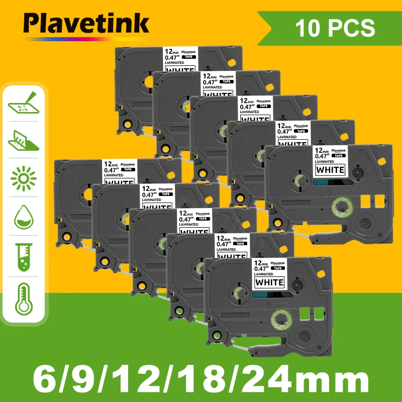 

Лента для этикеток Plavetink 10PK, совместимая с лентой для этикеток Brother, 12 мм, 0,47 дюйма, TZe231, черно-белая, стандартная лента для принтера