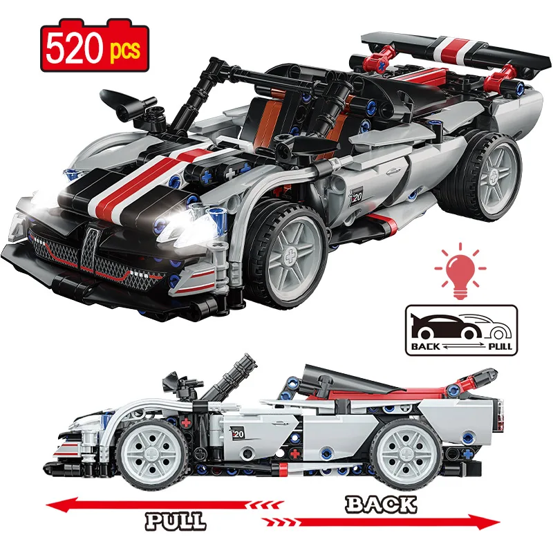

520pcs City Pull Back Racing Car Building Blocks Mechanical Supercar Sports Vehicle Bricks Toys For Boys Gifts