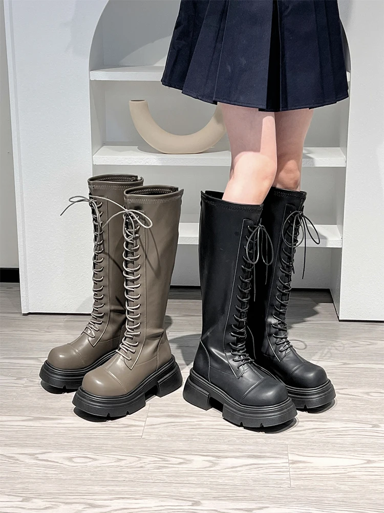 

Round Toe Boots Female Shoes Boots-Women Zipper Sexy Thigh High Heels High Sexy Ladies Autumn Rubber 2023 Stiletto Rock Over-th