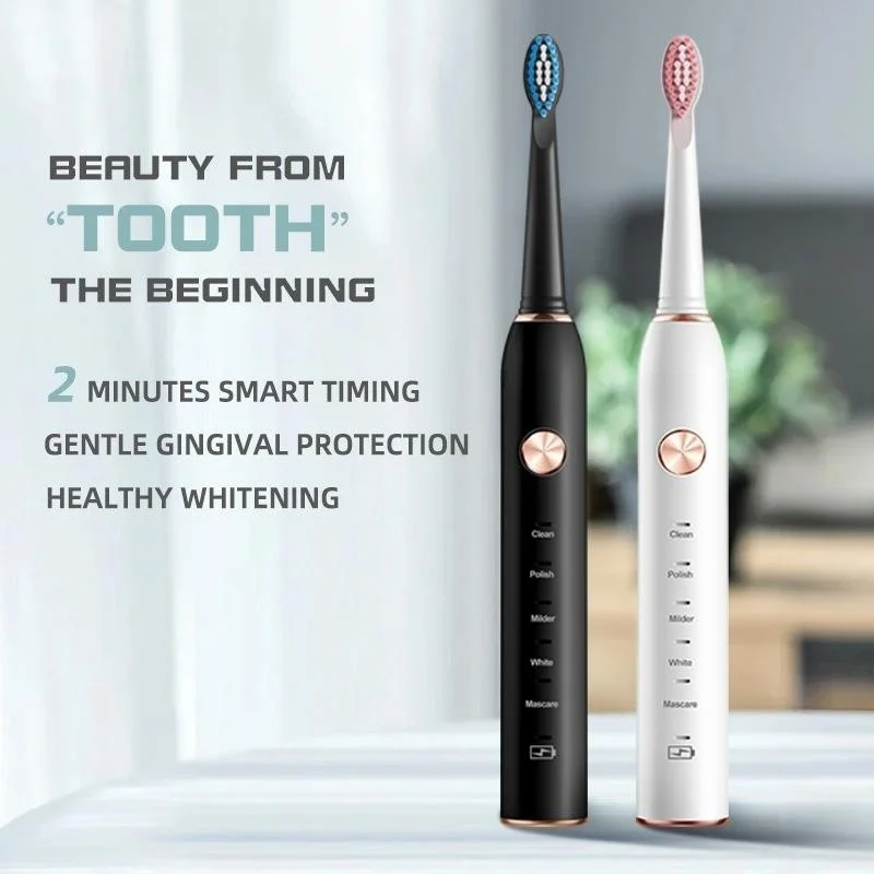 

Sonic Electric Toothbrush For Male & Female Lovers 5-mode USB Charging IPX7 Waterproof Electric Toothbrush With 4 Brush Heads