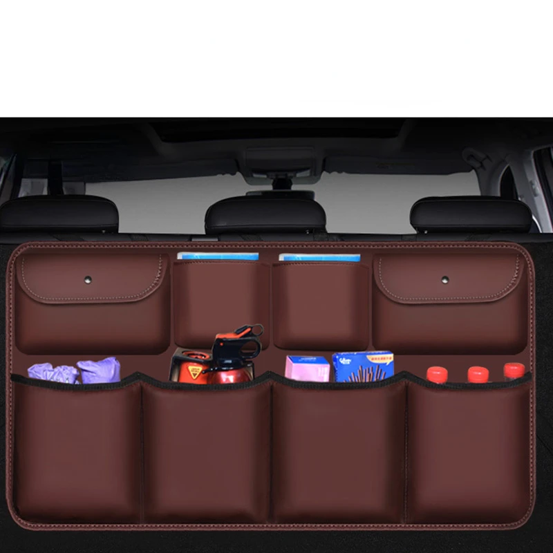 

Leather Car Rear Seat Back Bag High Quality Car Trunk Organizer Auto Stowing Tidying Interior Accessories Universal