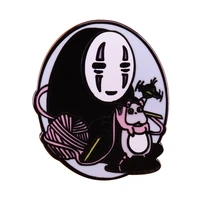 c2591 no face man women black enamel pin kawaii cartoon animals brooch anime fan collection badge gifts